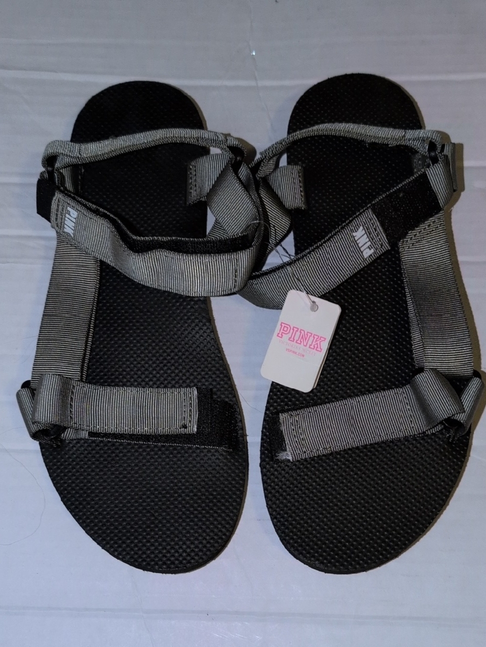 Victoria's Secret PINK Black and Gray Strap Sandals